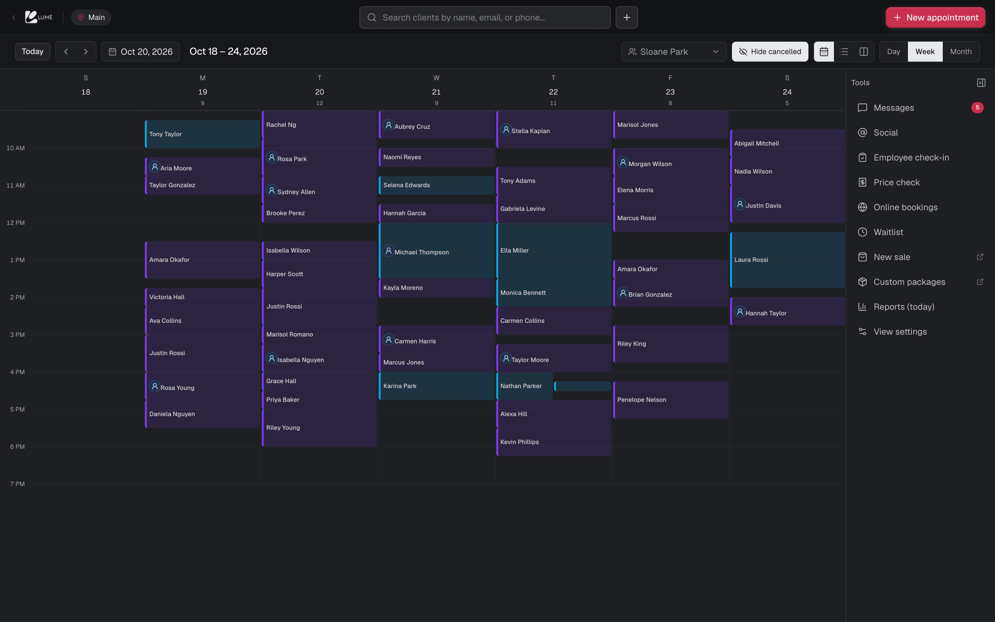 One provider’s week on the calendar
